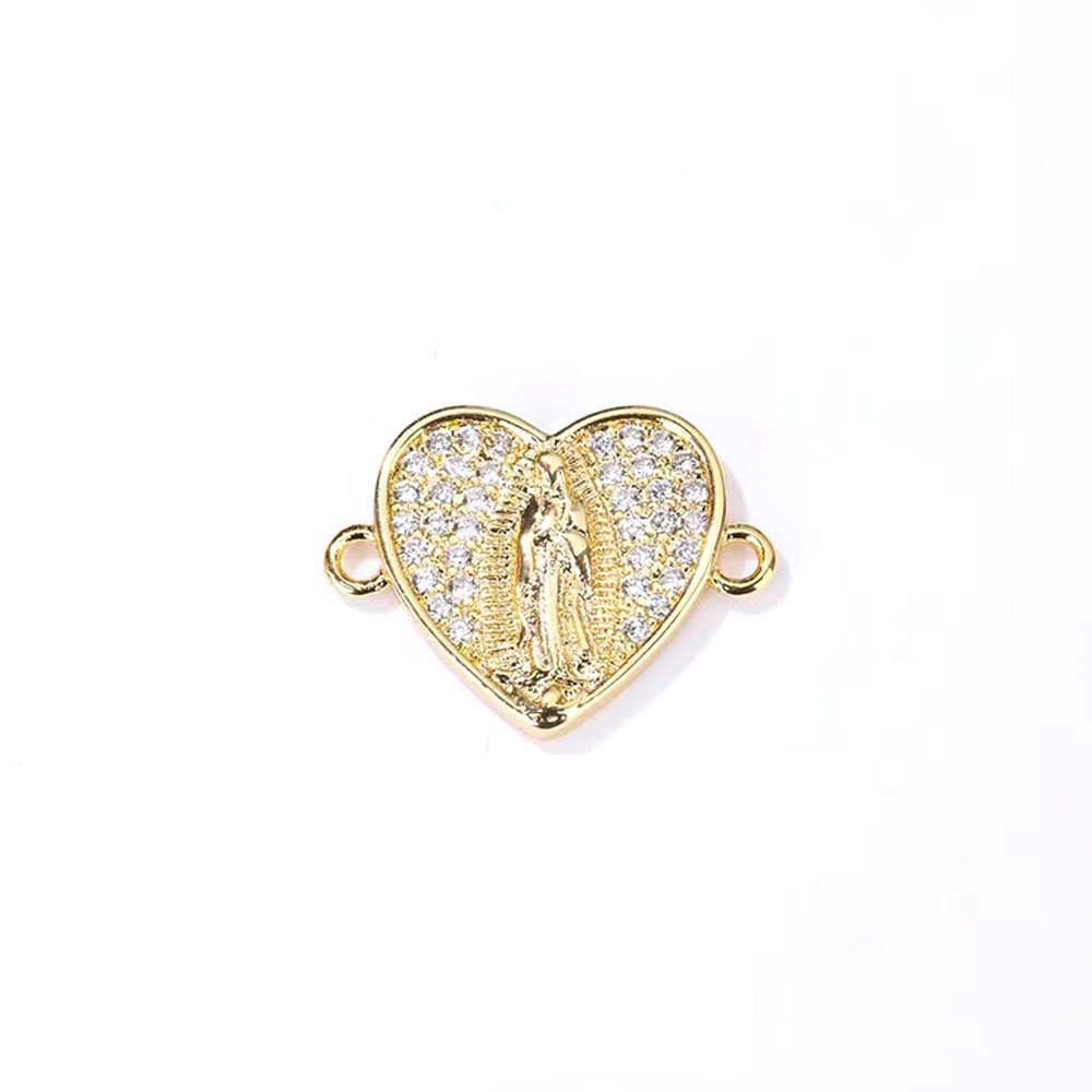 Charm Pendant Connector Heart Jewelry Set Zircon Accessories Jewelry 14K Gold Plated Necklace Set Women