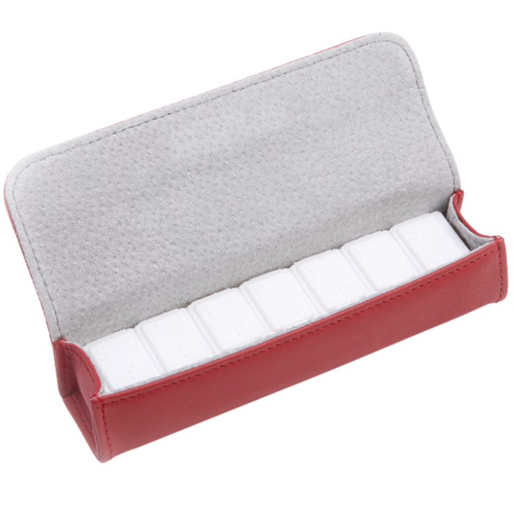 Weekly Pill Organizer Box Leather Case 7 Day Medication Reminder With 4 Times a Day Daily Compartments Pill Planner Organizers