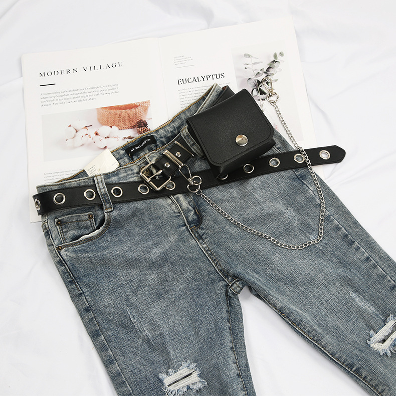Factory direct punk style single-breasted buttonhole chain with bag belt