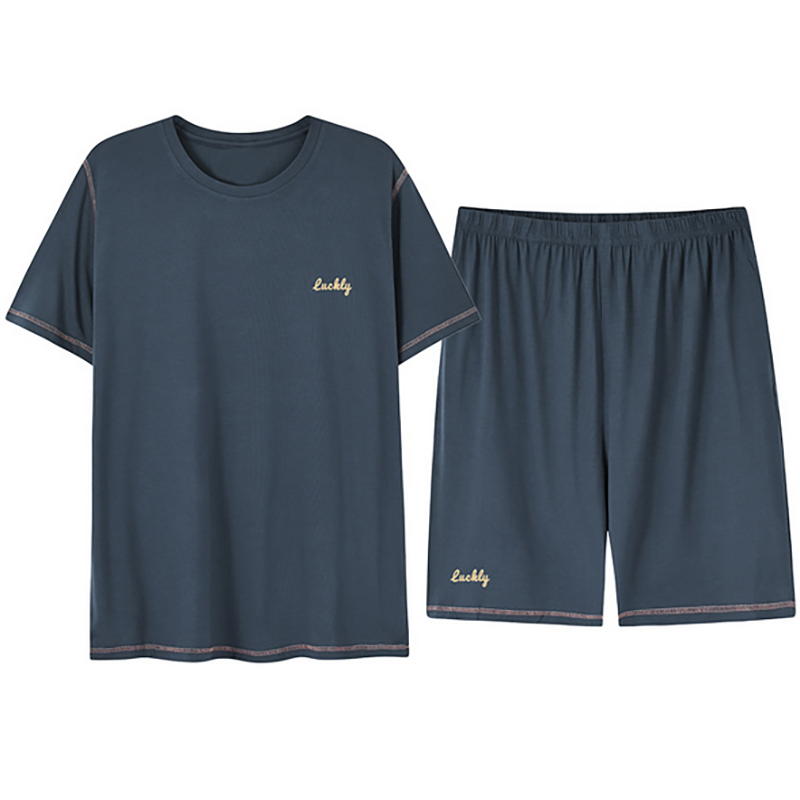 2021 summer men's home clothes pajamas set short-sleeved t-shirt with shorts 2 pieces set
