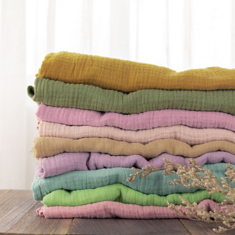 Eco friendly natural 100% organic cotton light weight solid color double gauze muslin swaddle fabric