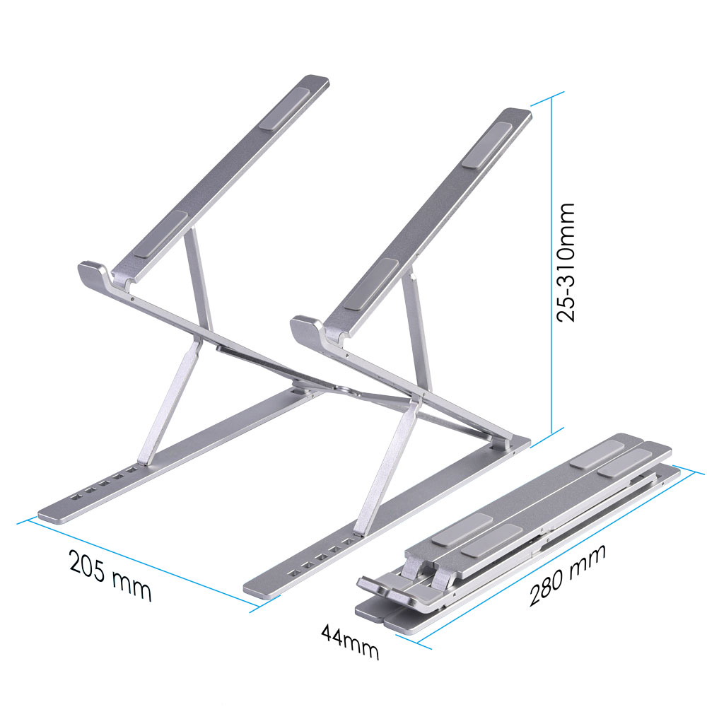 Two tiers ergonomic aluminum folding portable mobile sit to stand laptop stand