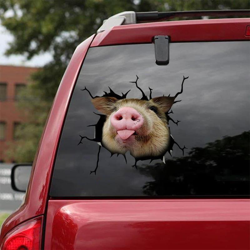 Animal wall paste pig stickers creative broken window stickers for car
