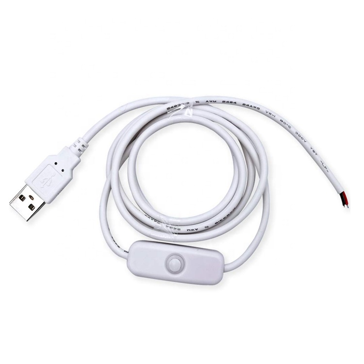 2 Pin питания на выключенном контроллере зарядки Открытый провод USB кабель с переключателем для светодиодной осветительной полосы лампы
