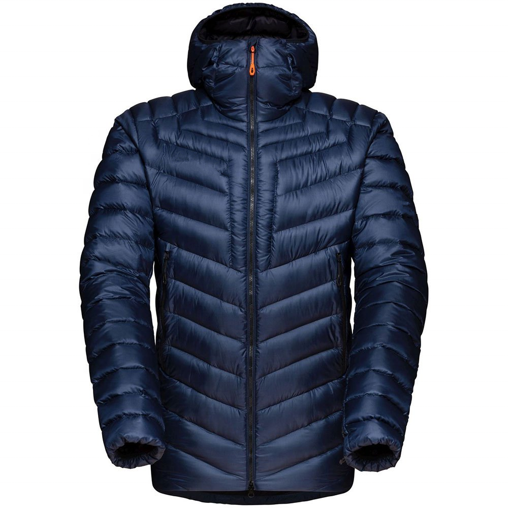 Factory outlet warmup heated polyester down feather lining nylon hooded blue duck down goose down men's winter down jacket