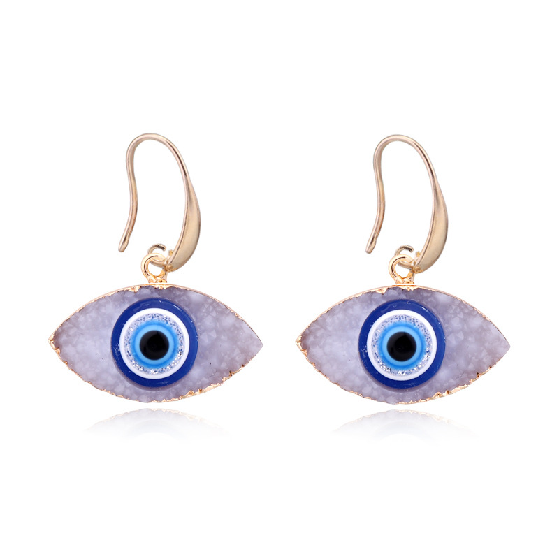 Европейские лучшие продажи Druzy Evil Eyes Hook Серьги персонализированный камень из смолы синий Турецкий сглаза Висячие серьги для женщин