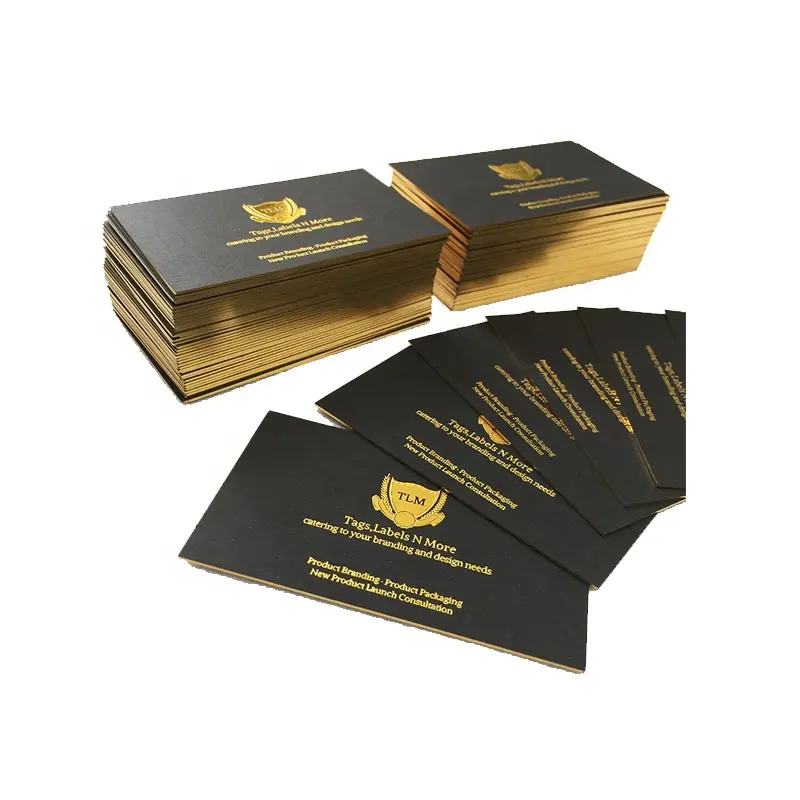 Luxury Brand Customized Gold Hot Stamping Black Paper Letterpress Business Card
