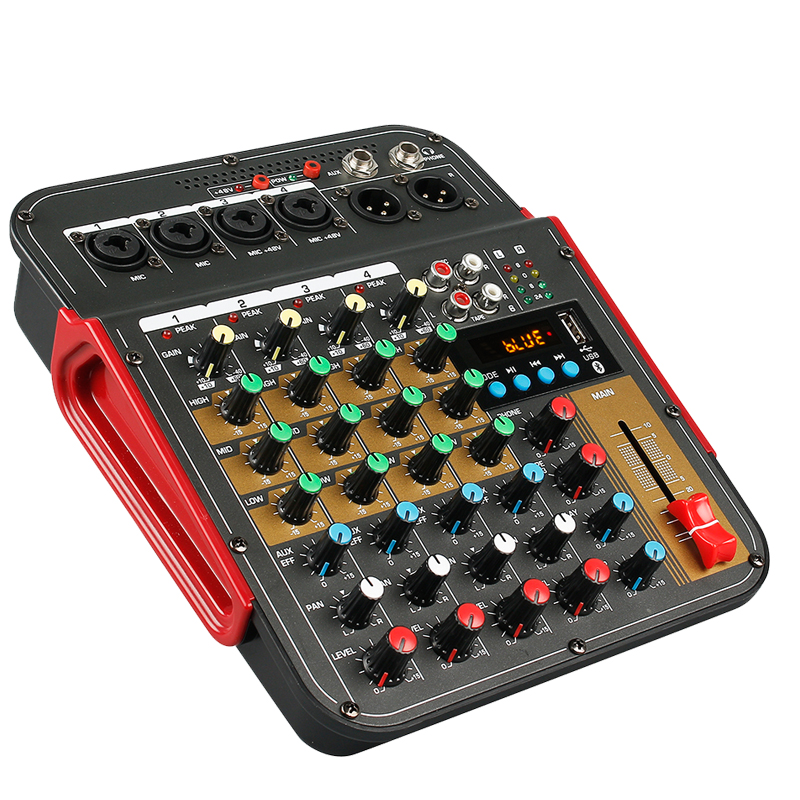 High-performance 6 channel audio mixer supports bluetooth and usb functions