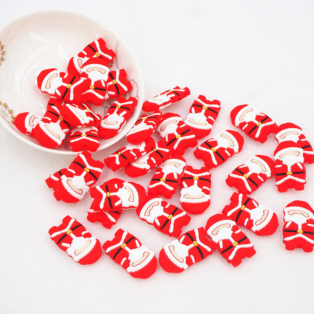Brand New Cartoon Santa Claus Silicone Beads BPA Free Baby Pacifier Chain DIY Accessories