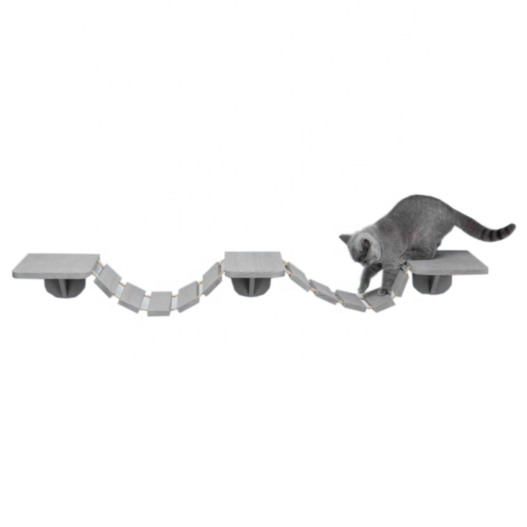 Amazon Hot Sell Cat Climbing Activity Center Wood Wall Mounted Tree Cat Climb Bridge