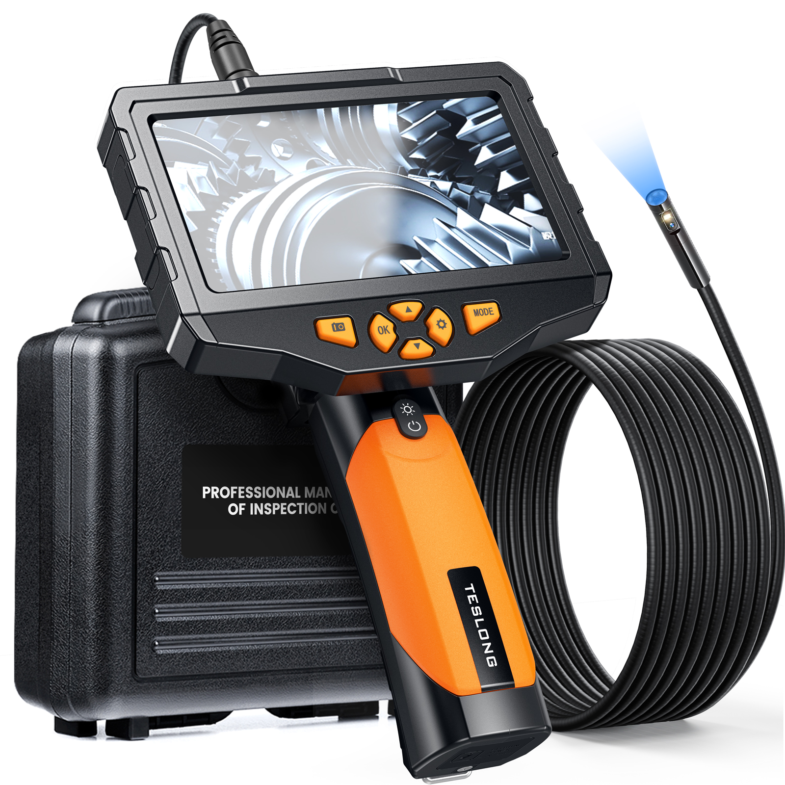 TESLONG 5.5mm inspection Camera 5 inch Video borescope camera Industrial Endoscope Auto Diagnostic Tool