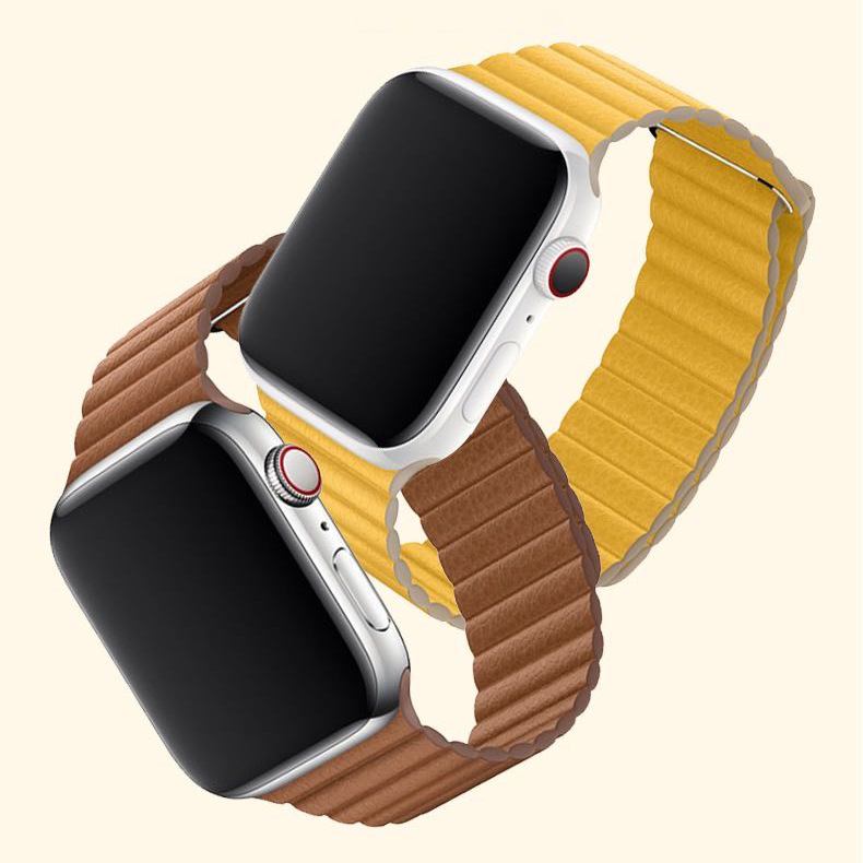 Ремешок кожаный магнитный для apple watch band, кожаный браслет из натуральной кожи для iwatch Series 6 5 4 3 2 se, 44 мм 40 мм