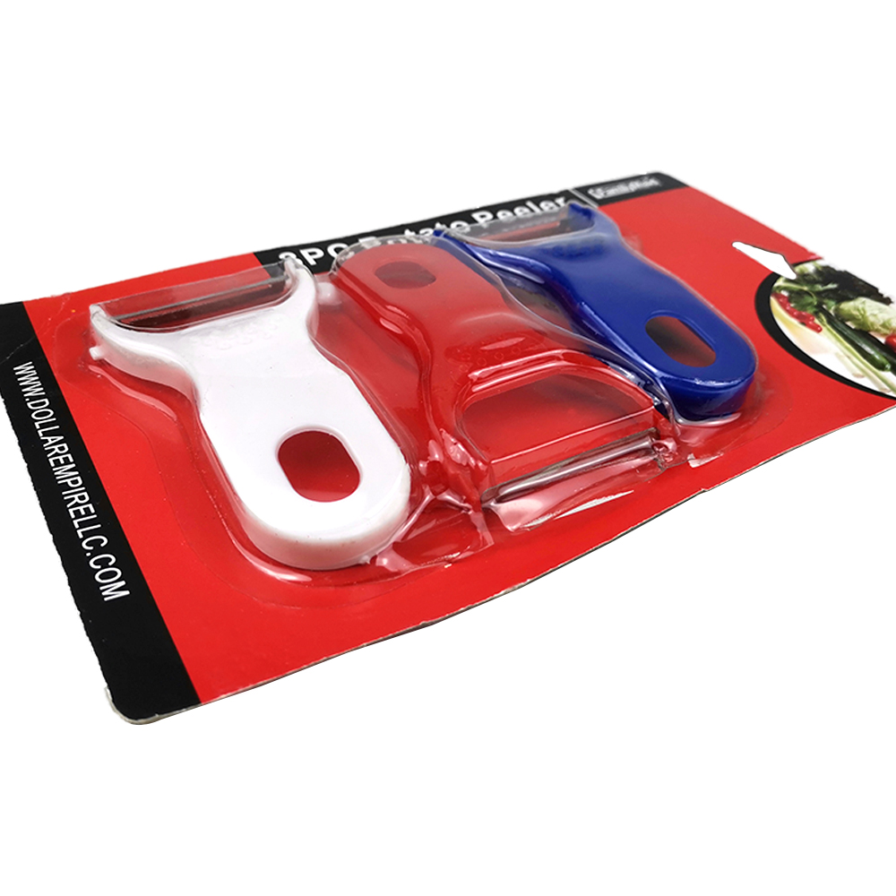 good selling 3pc stainless steel potato fruit peeler with plastic handle for kitchen