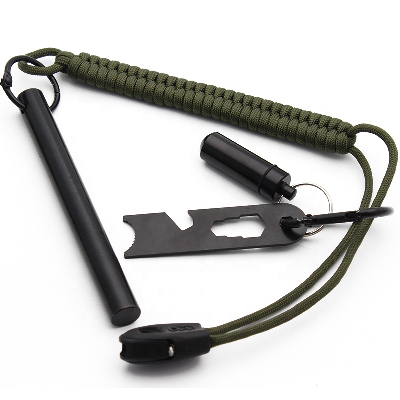 Outdoor Survival Feuerstarter Kit Camping Emergency Magnesium Fire Rod Starter Set with Waxed Cotton Tinder