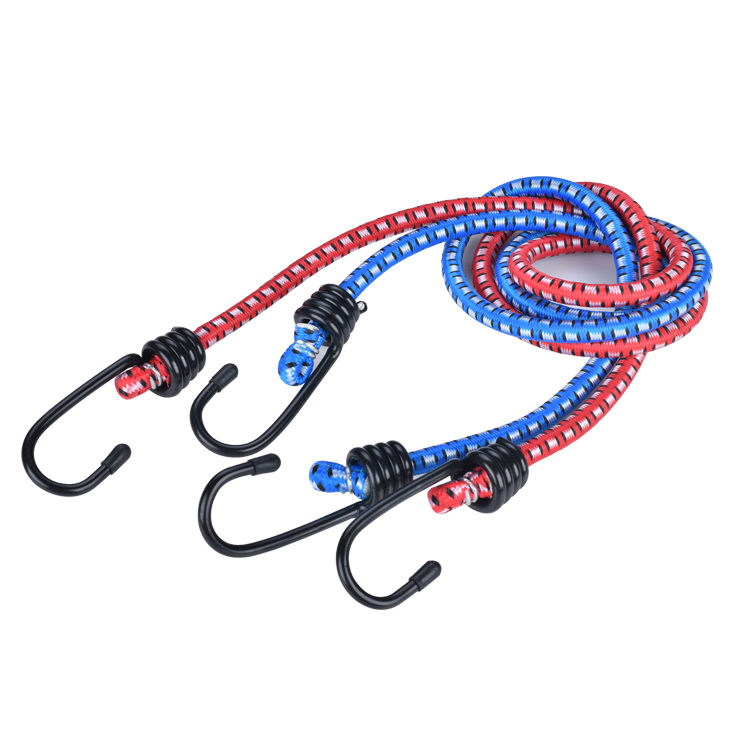 High Quality Multicolor Natural Rubber Elastic Carabiner Bungee Cord With Hook