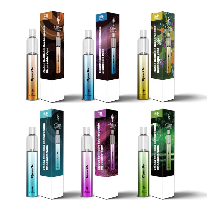 Сияющая электронная сигарета RGB eTaboo Cynthia Bar vaper, 2 мл, многоразовая емкость, поддержка добавления вкуса до 5000 затяжек, вейп