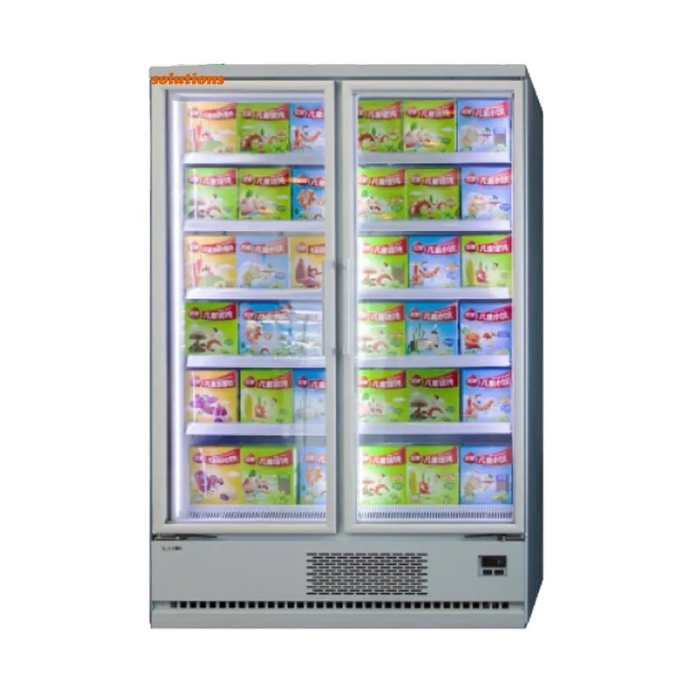 Supermarket Plug-in Vertical Multi-Deck below to -18 degree Freezer with Glass Door