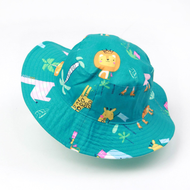 Spring kids cute Cotton outdoor reversible faded baby bucket hats