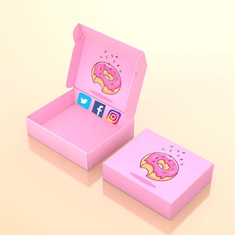 Bio-degradable high quality customized size logo rigid kraft paper box for dessert cakes donut packaging