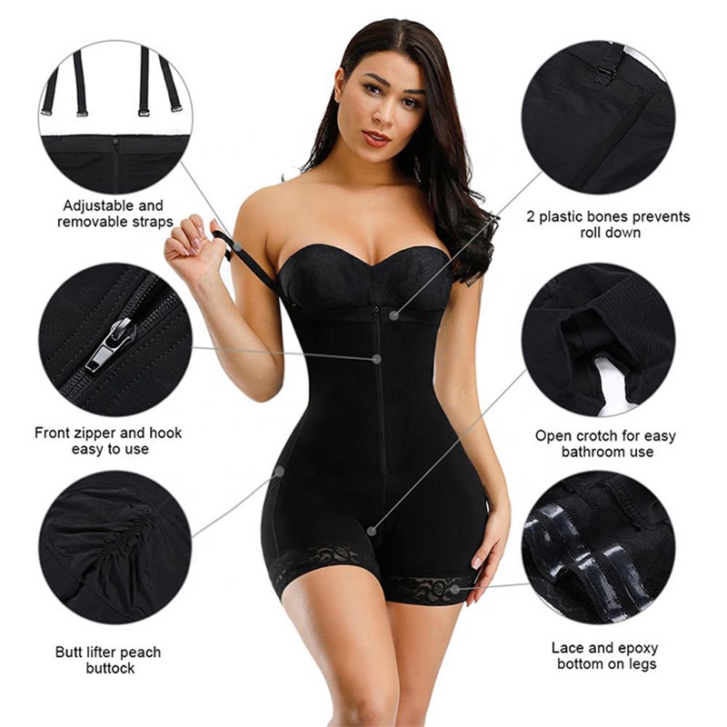 Wholesale Women Instant Body Shaping Zipper Detachable Straps Shapewear Tummy Control Bodysuit Butt Lifter Shapewear Fajas Bbl