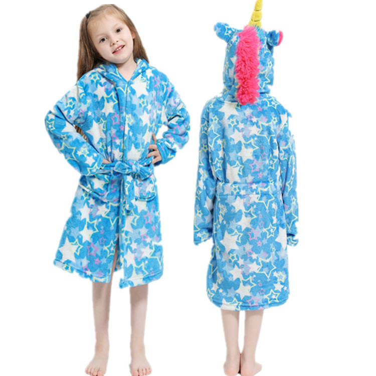 Заводская поставка для отдыха Kigurumi Единорог семья велюр для девочек мальчиков Халат с капюшоном ночнушка