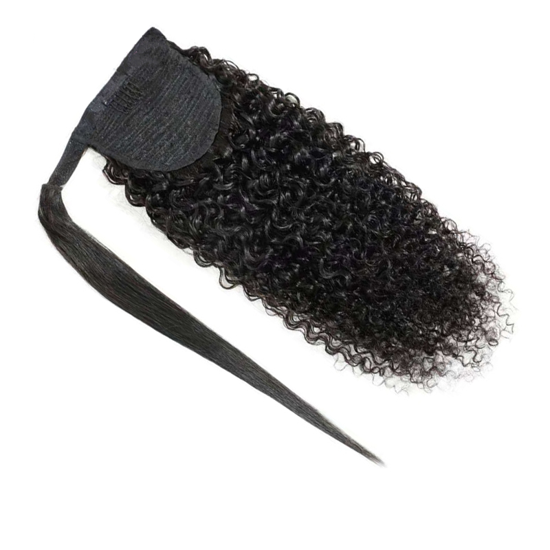 Real kinky curly human drawstring ponytail hair extensions natural indian virgin cheveux afro kinky curly human hair ponytail,