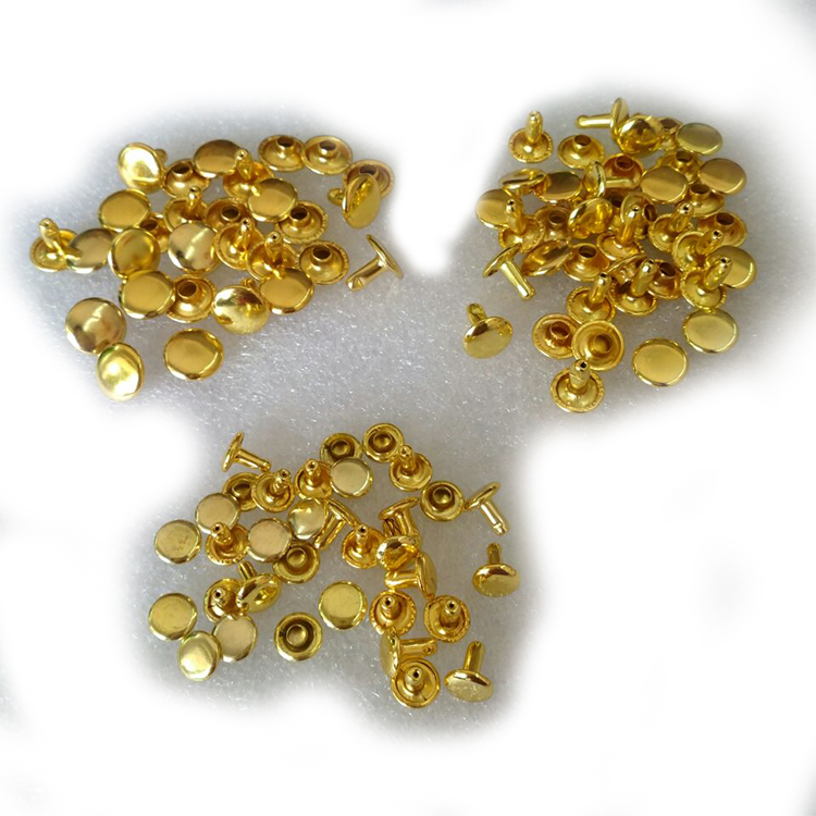 Gold Color Round Flat Rivets Copper Round Flat Spikes Studs Rivets for Screwback Spots Shoes Leather Craft Decorations DIY