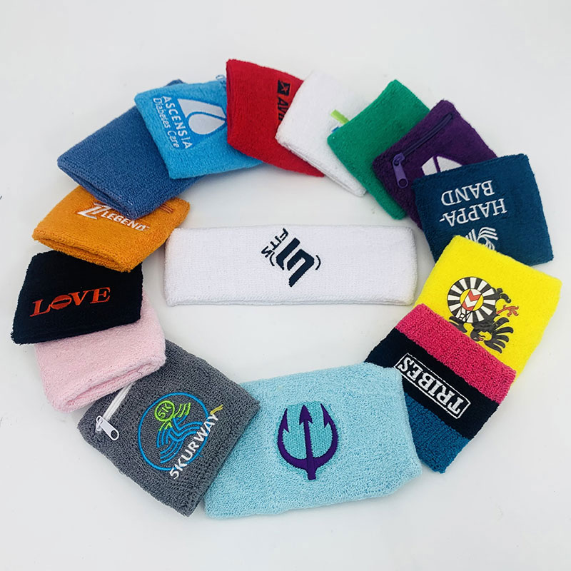 Cheap Factory Sport Sweatband With Logo Printed Embroidered Cotton Custom Wristbands Women And Men
