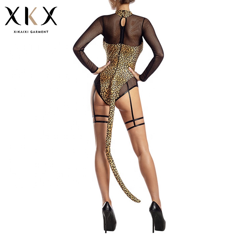 European and American sexy cat girl sexy cosplay stage costume Halloween tiger leopard sexy tights