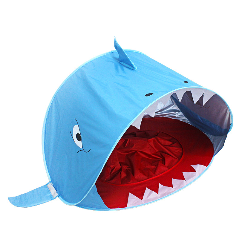 Quick-open Children's Beach Tent Baby Beach Shade Shark Animal Face Tent Pop Up Kids Toy Animal Tent