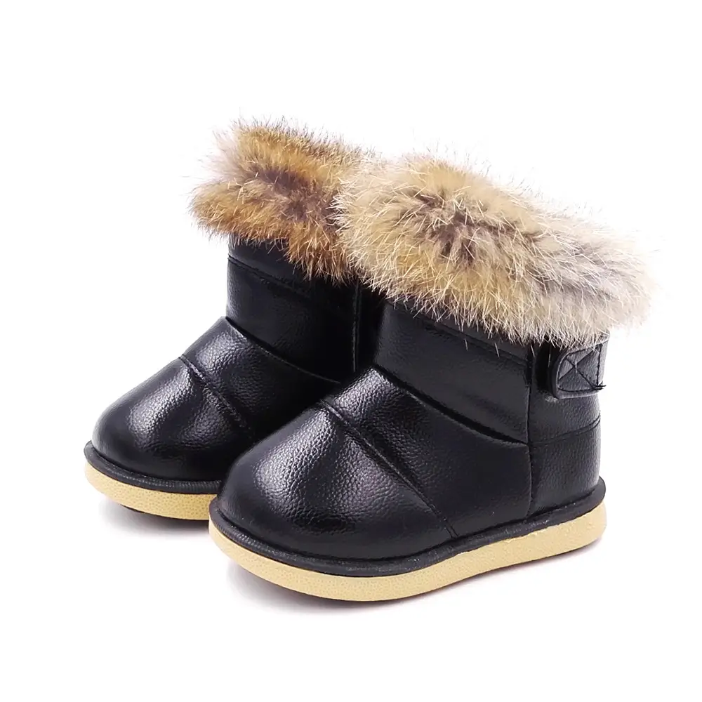 2020 winter new children snow boots big kids leather boots warm shoes with real fur princess baby girls ankle boots for girl