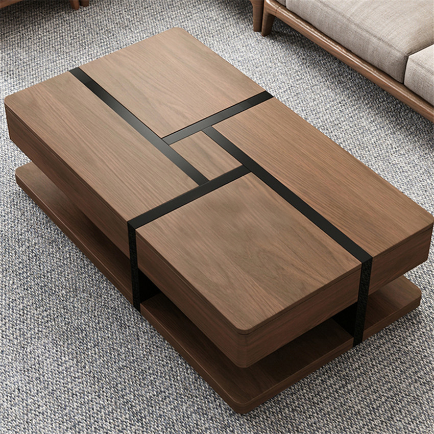 Nordic minimalist coffee table sofa side table with storage function rectangular wooden coffee table living room home furniture
