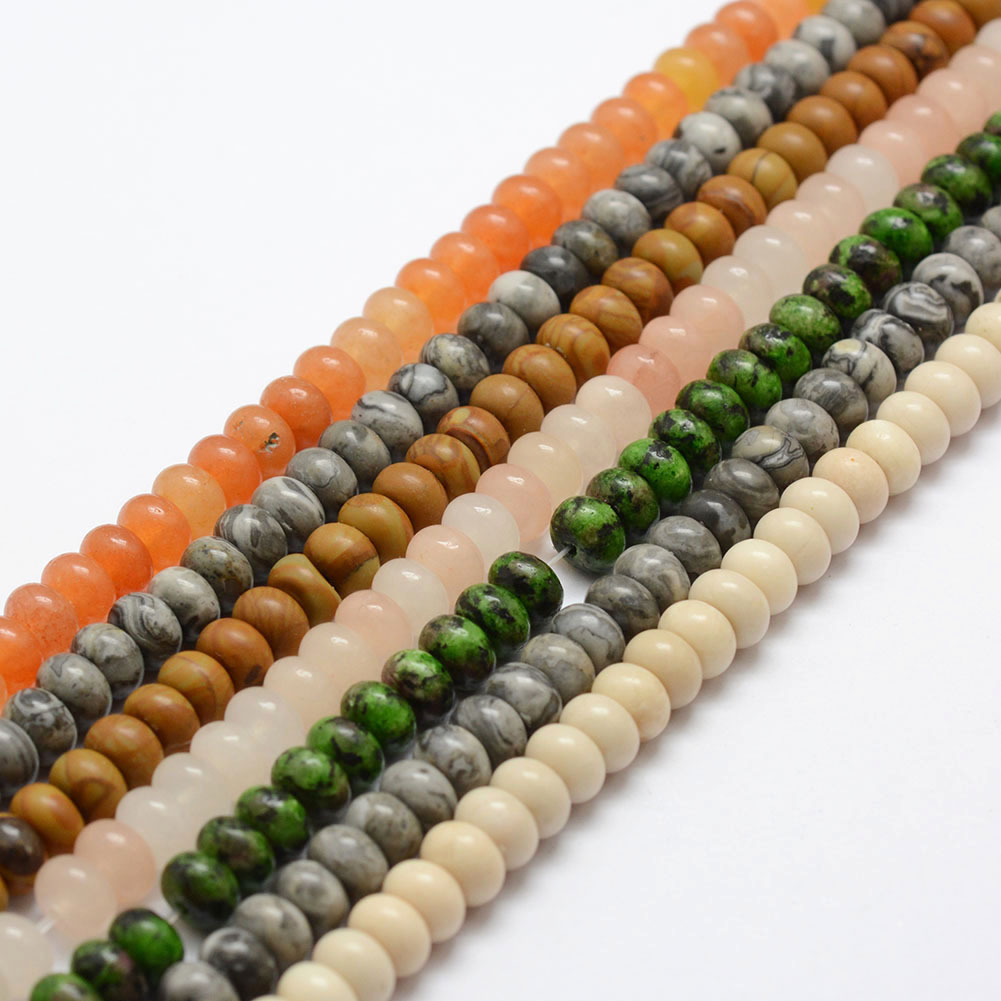 Pandahall 6x4mm Mixed Color Natural Rondelle Gemstone Beads