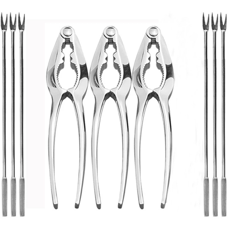 9Pcs Seafood Tools Crab Crackers Nut Cracker Forks Set Shellfish Lobster Leg Sheller Kitchen Tools