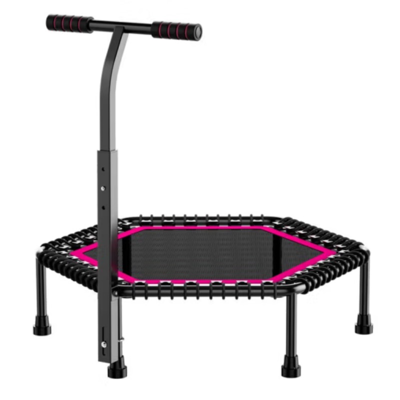 Moon Hexagonal Trampoline Upgraded 48 Inches With Handrails Load 400KG PP Jumping Cloth Surrounding Oxford Cloth