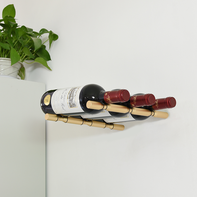 Minghou Factory 3 Bottle Label Display gold color Wall Mount Aluminum vino pins wine rack pegs