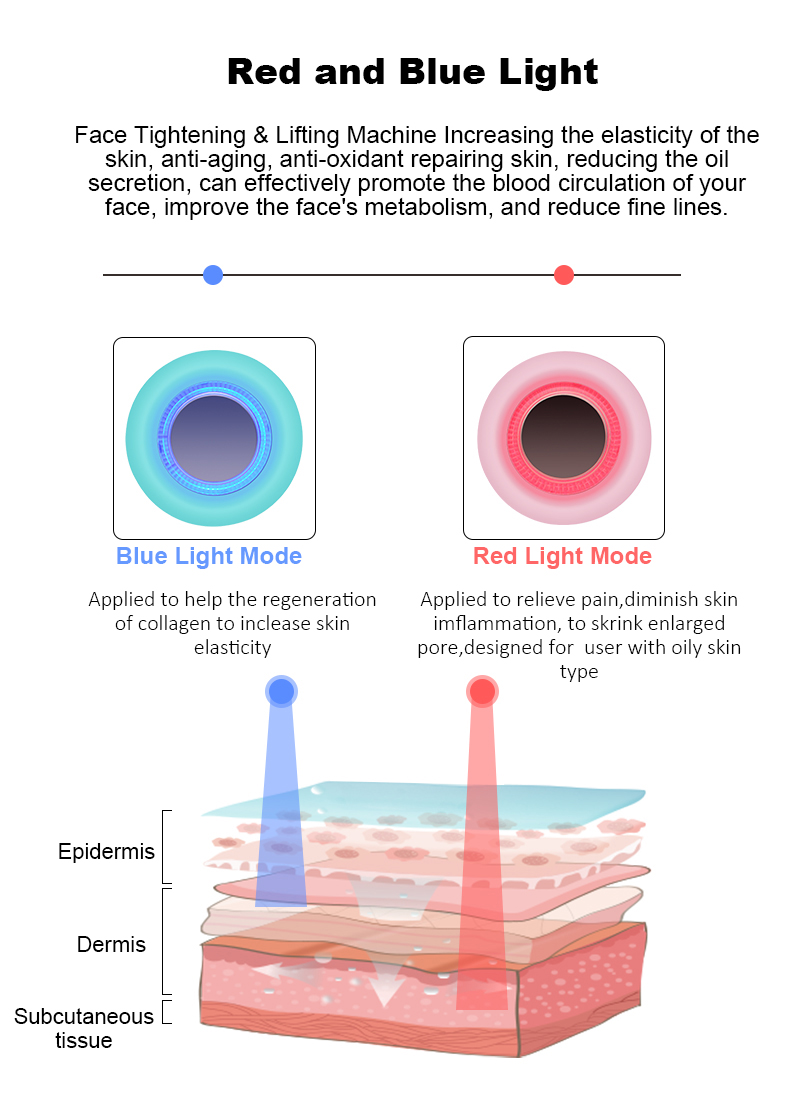 Best Selling Beauty Products Multifunction Beauty Personal Care Blue Red light ultrasonic Skin Massager for Skin Rejuvenation
