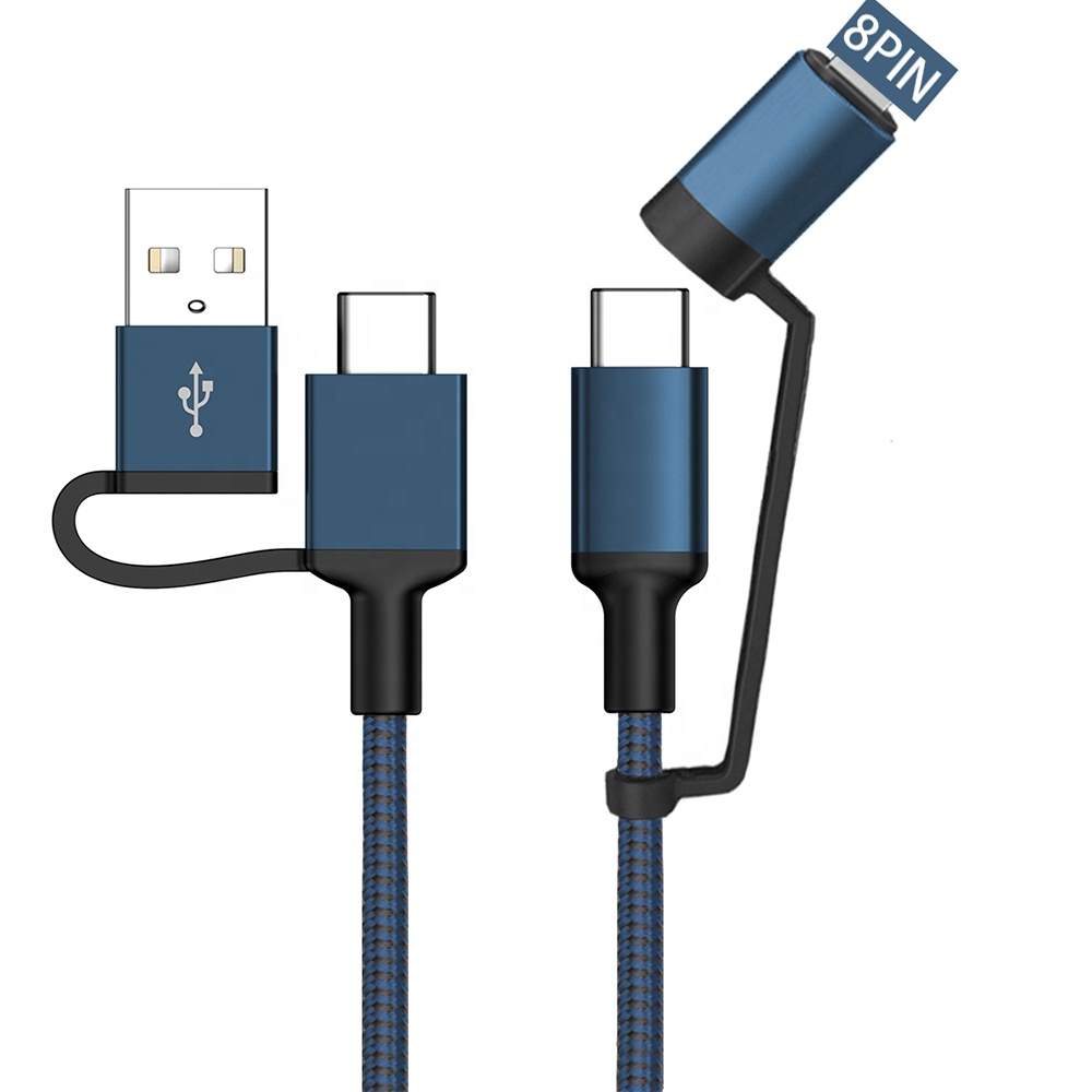 Бесплатный образец 4 в 1 usb кабель 60 Вт 20 Вт Быстрая зарядка Usb зарядный кабель с кабелем PD передача данных для мобильного телефона