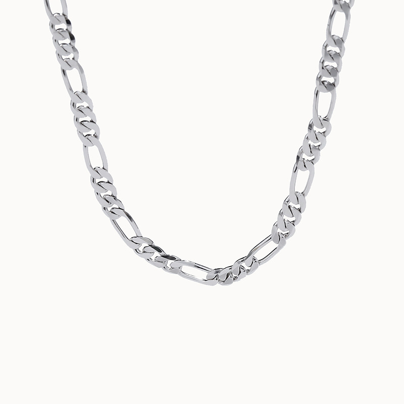 Ladies 925 Silver Jewelry Hip Hop Figaro Chain Necklace