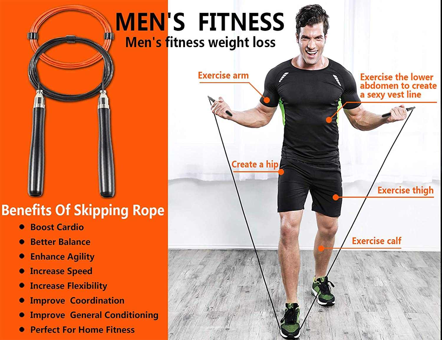 Customized aluminum self-locking steel wire load skipping rope