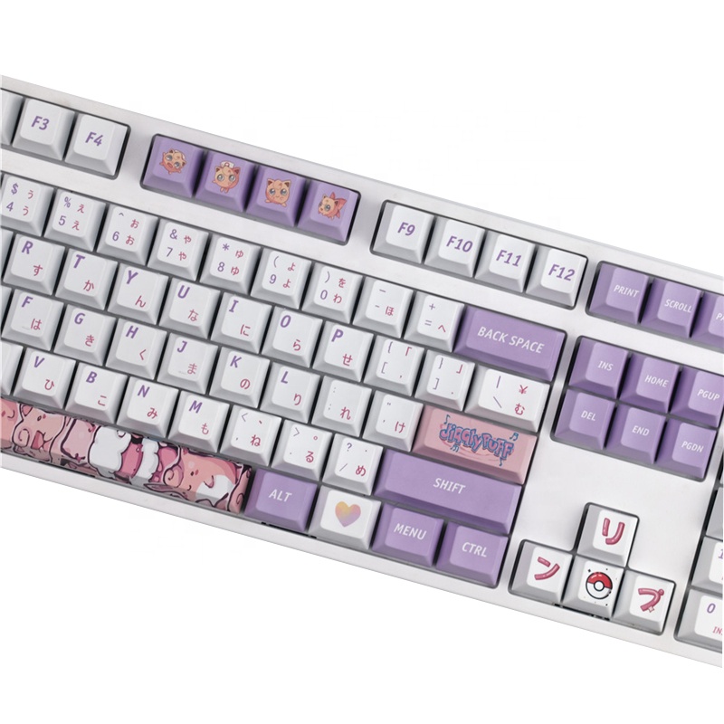 Personalized Jiggly-puff Theme 128 Keys PBT Cherry Profile Sublimation Cartoon Anime Keycap For Mechanical Keyboard