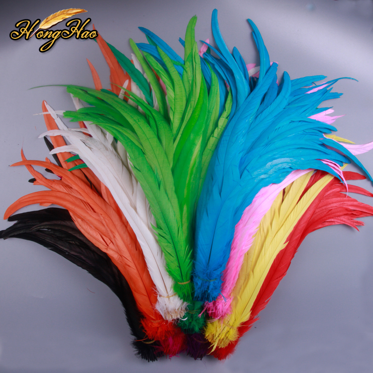 Hot sell 40-45cm natural rooster feathers for crafts colourful carnival tail feather fabric costume plume fethers