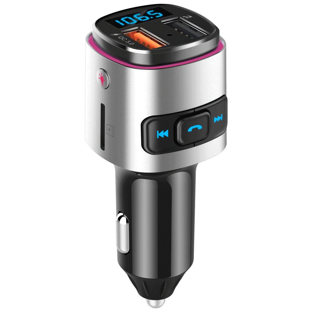 FM Transmitter aux BT Modulator Wireless Handsfree BT4.2 Car Kit MP3 Player with Quick Charge Dual USB Port