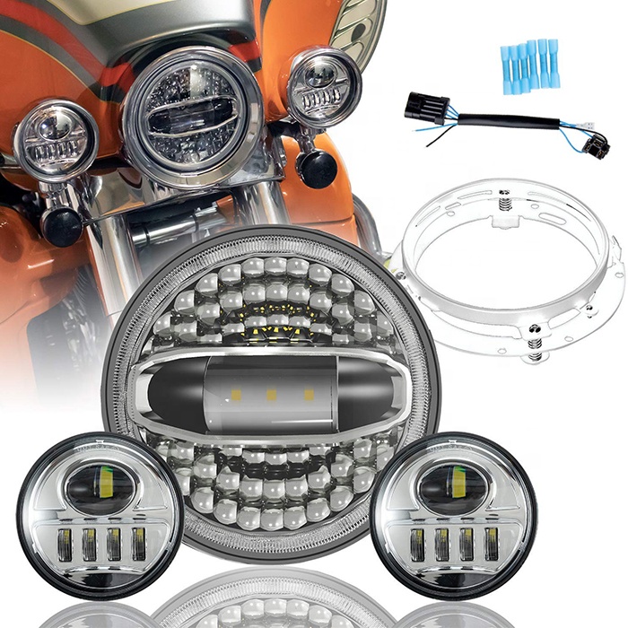 7 "фары Полный Halo Ангел глаз светодиодные мотоциклетные проектор фара для Harley Davidson