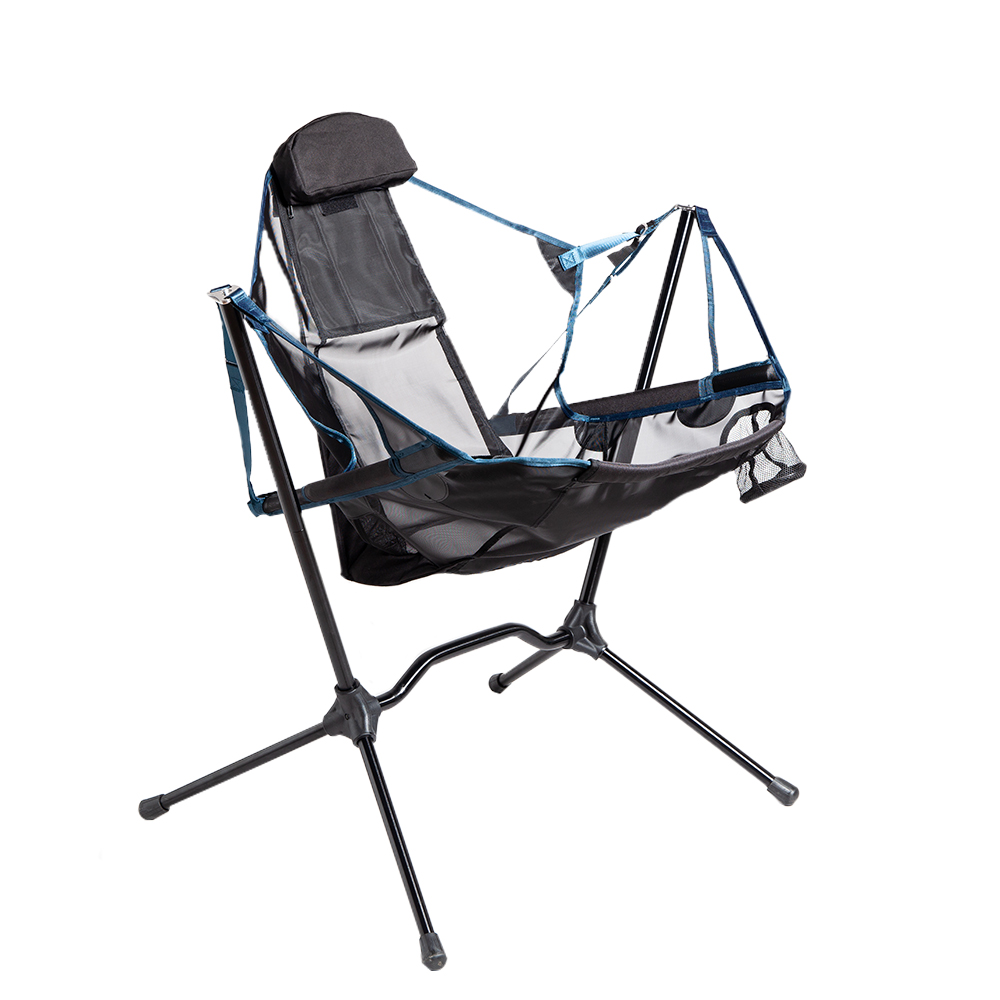 Customized Portable Foldable Lightweight Aluminium Frame Moon Camping Swing Chair for Outdoor