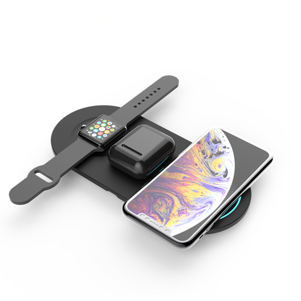 Беспроводное зарядное устройство MIQ 3 в 1, 10 Вт, подставка для Apple Watch/Mobile Phone/air pods, встроенная зарядная панель с 3 катушками