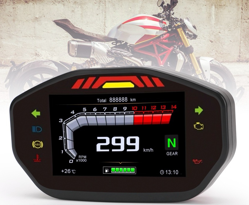 ABS LIQUID Crystal Mileage Water Temperature Oil Meter Motorcycle Modified Instrument Single Double 4 Cylinder Car TFT Displa