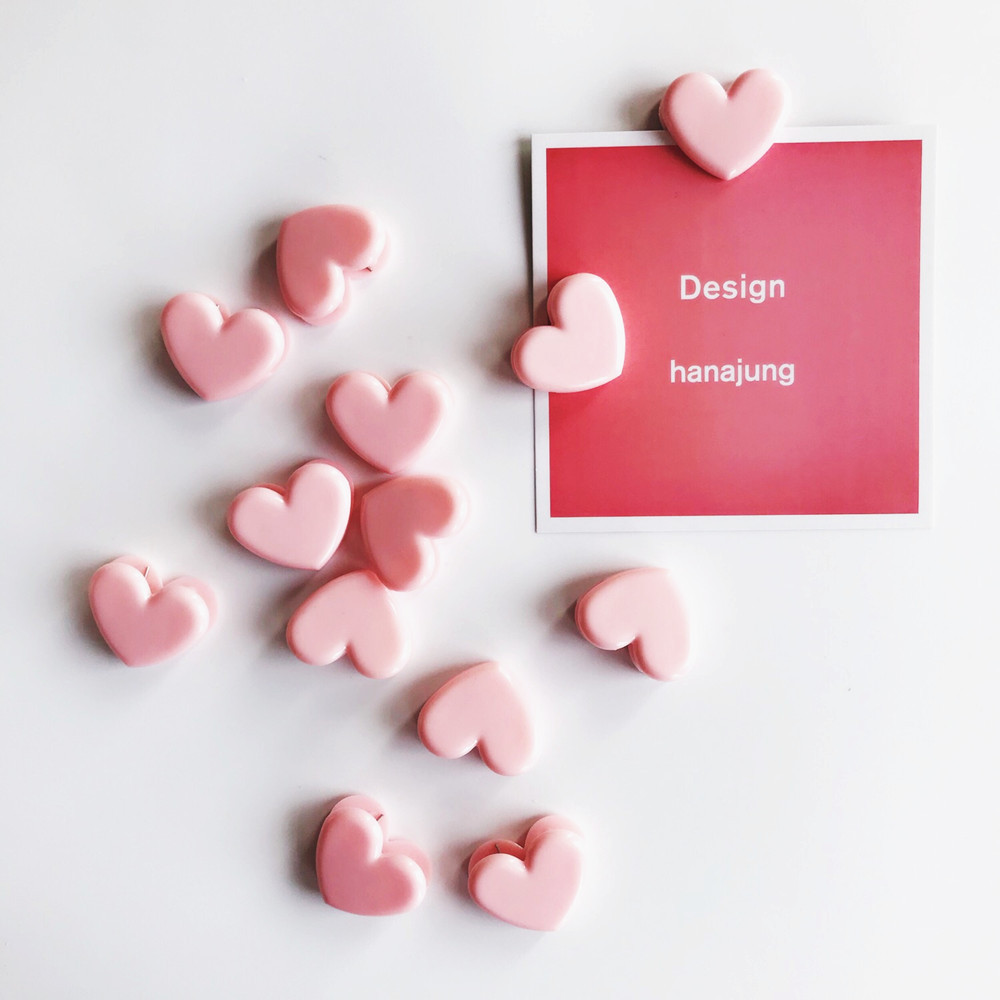 Ins Cute Student Storage Folder Pink Heart Shape Plastic Photo Small Card Paper Clips for Office School