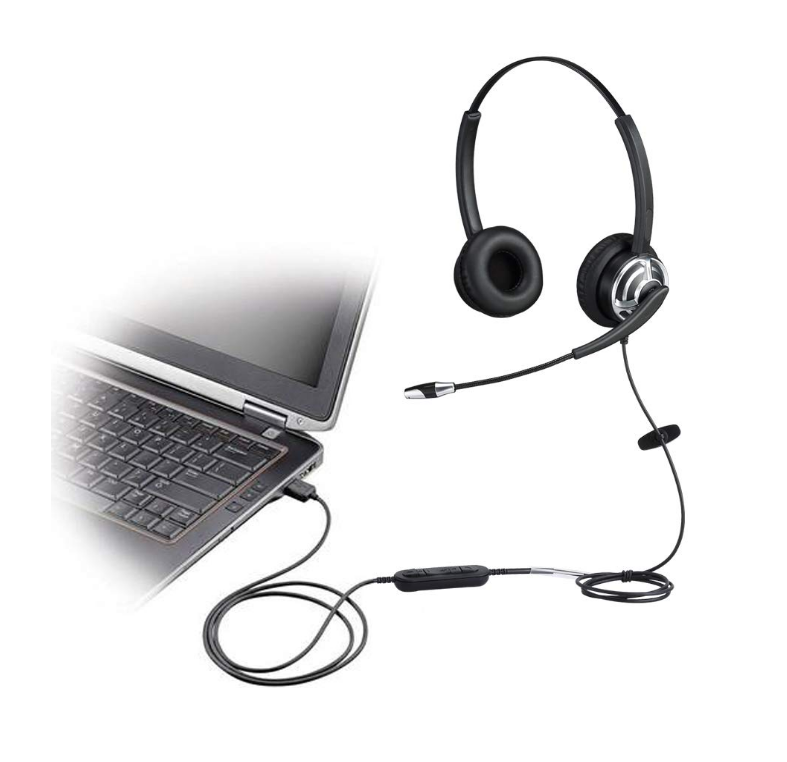 Binaural call center USB гарнитура с шумоподавлением микрофон, регулятор громкости и немой переключатель Совместимость Skype и Lync