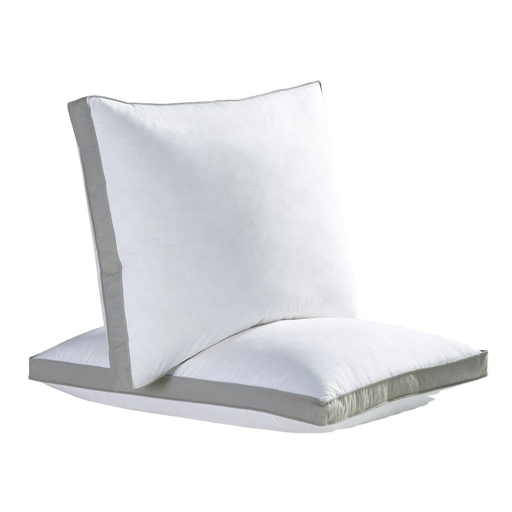 Saint Glory King Soft Touch Comfortable Medium Size White Feather Down Chamber Gusset Bed Pillow For Sleeping